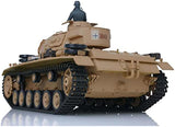 2.4G Henglong Tank 1/16 7.0 Plastic German Panzer Iii H RTR RC Tank Model 3849 Infrared Combat 340° Rotating Turret