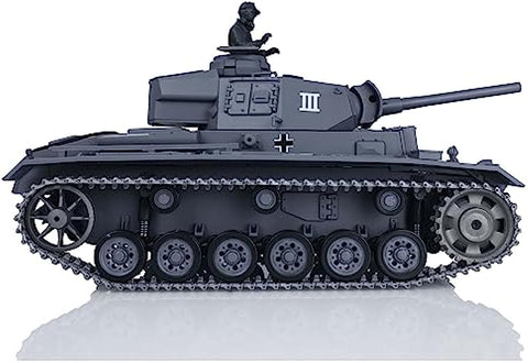 Henglong RC Tank 1/16 7.0 Upgraded German Panzer Iii L RTR RC Tank 3848 Metal Tracks 340° Rotating Turret Infrared Combat