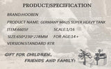 Hooben 1/16 Germany Metal Maus Super Heavy Tank Panzerkampfwagen VIII Panzer RTR