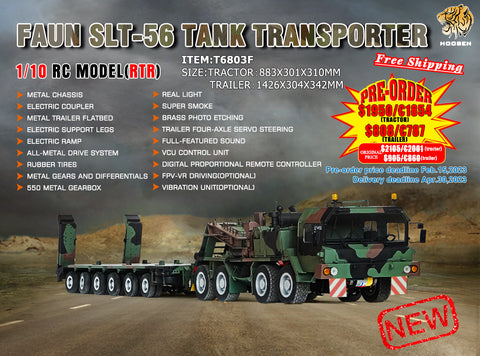 Hooben 1/10 Faun SLT-56 Elephant Tank Transporter RTR No. T6803F