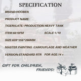 Hooben 1/10 Tiger I Late Production Michael Wittmann Heavy Tank WWII RC TANK RTR No.6619